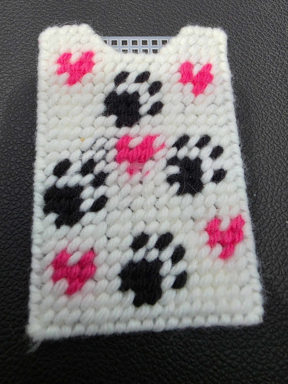 Handmade - Gift Card Holder with Pink Hearts and Black Paw Prints